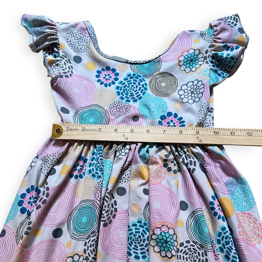 Dot Dot Smile Girls 5/6 Floral Patterned Dress Fluttery Sleeves Flowy Skirt - Picture 5 of 10
